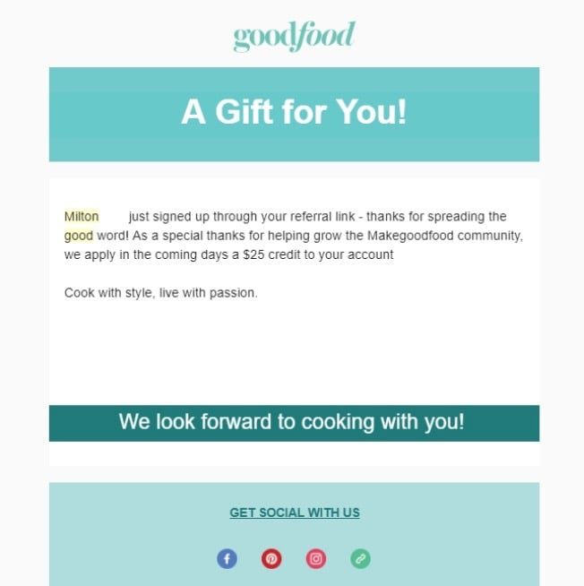 Referral Inside delivered packages