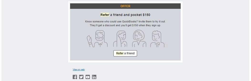 Example of referral marketing in retention emails