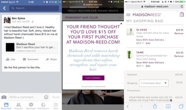 Madison Reed refer-a-friend program example