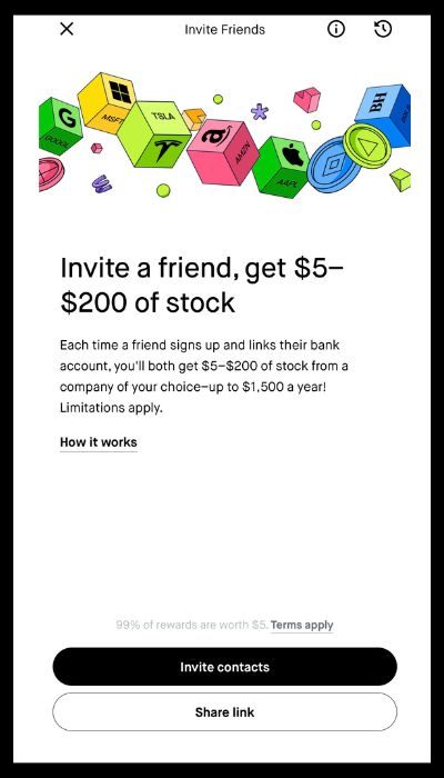 Robinhood finserv referral program gives users a gamified reward experience