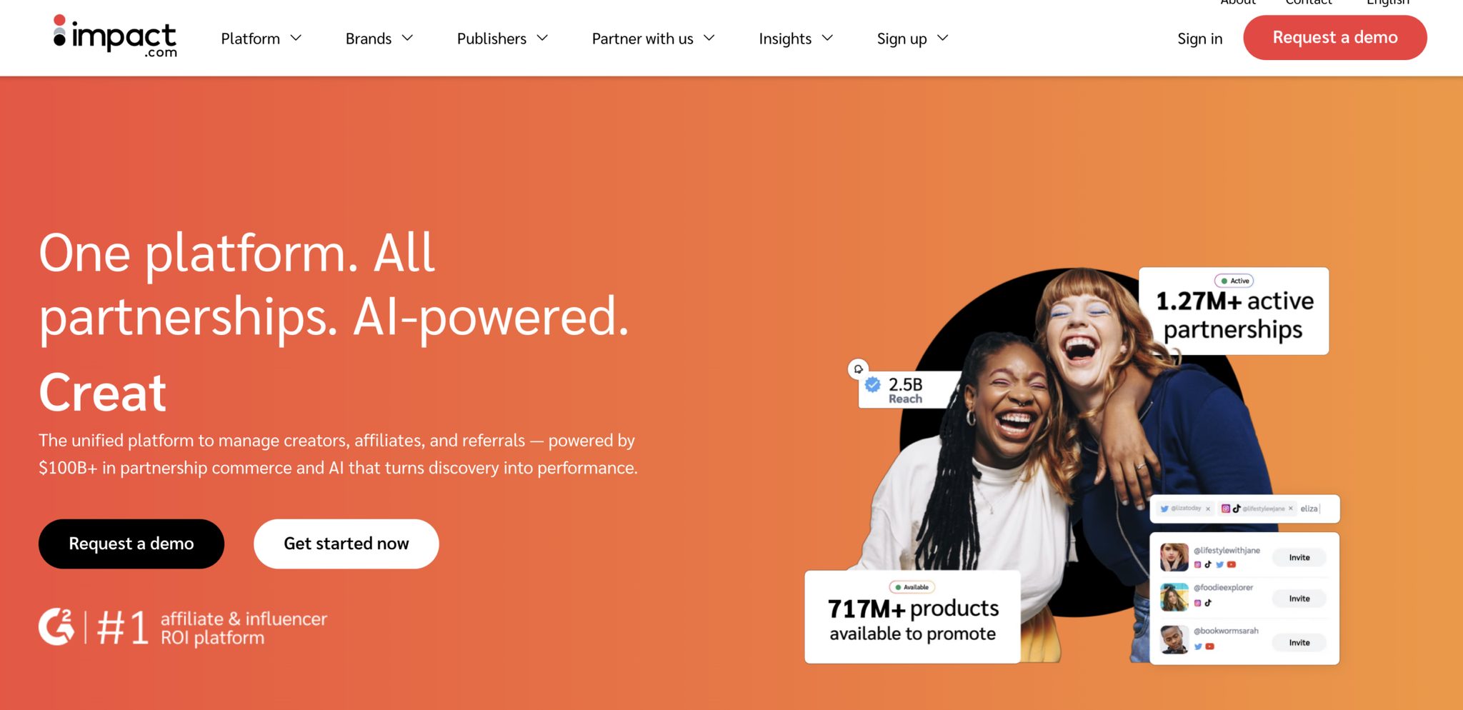 Impact offer management and referral homepage