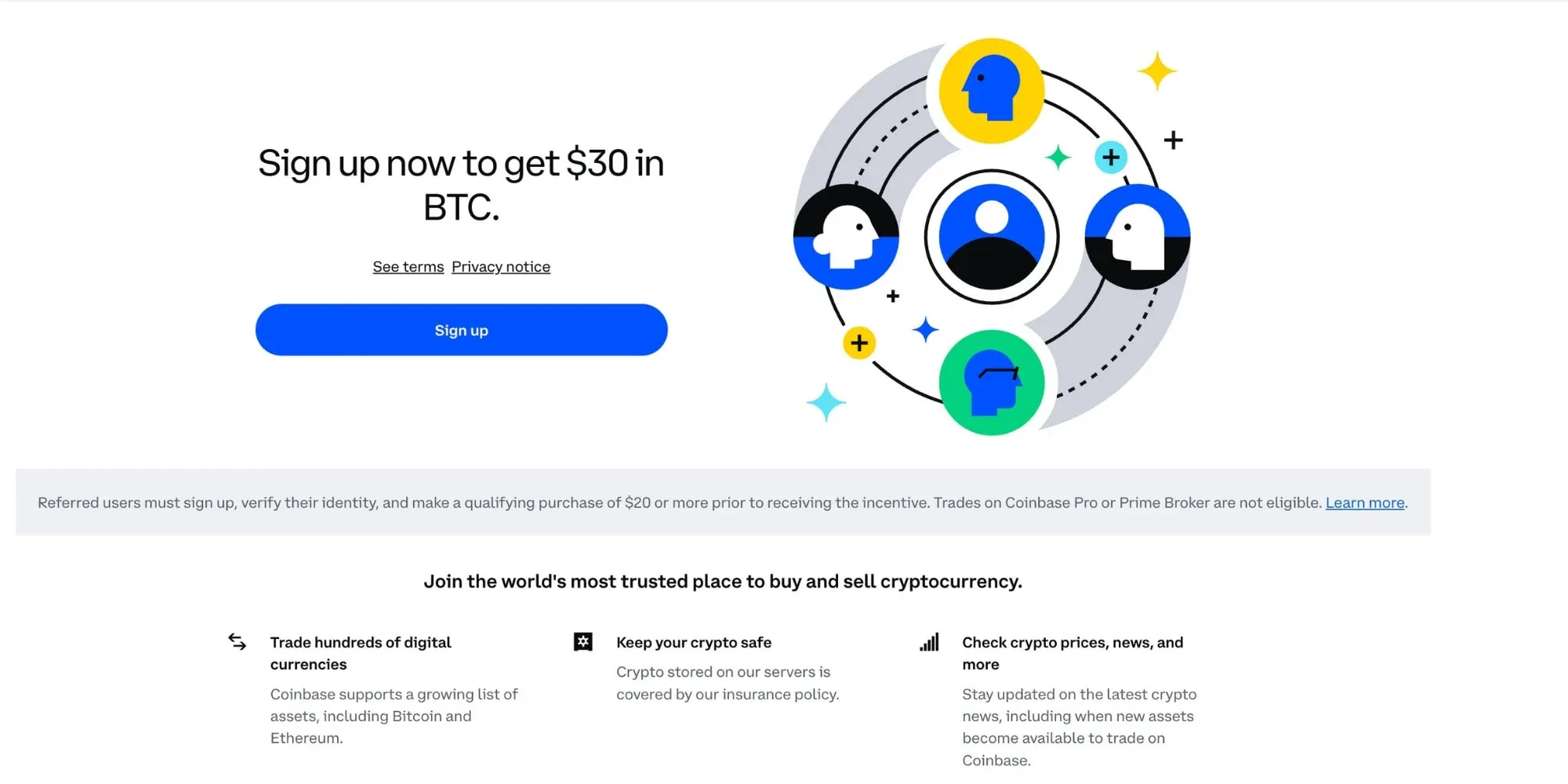 Coinbase referral landing page example