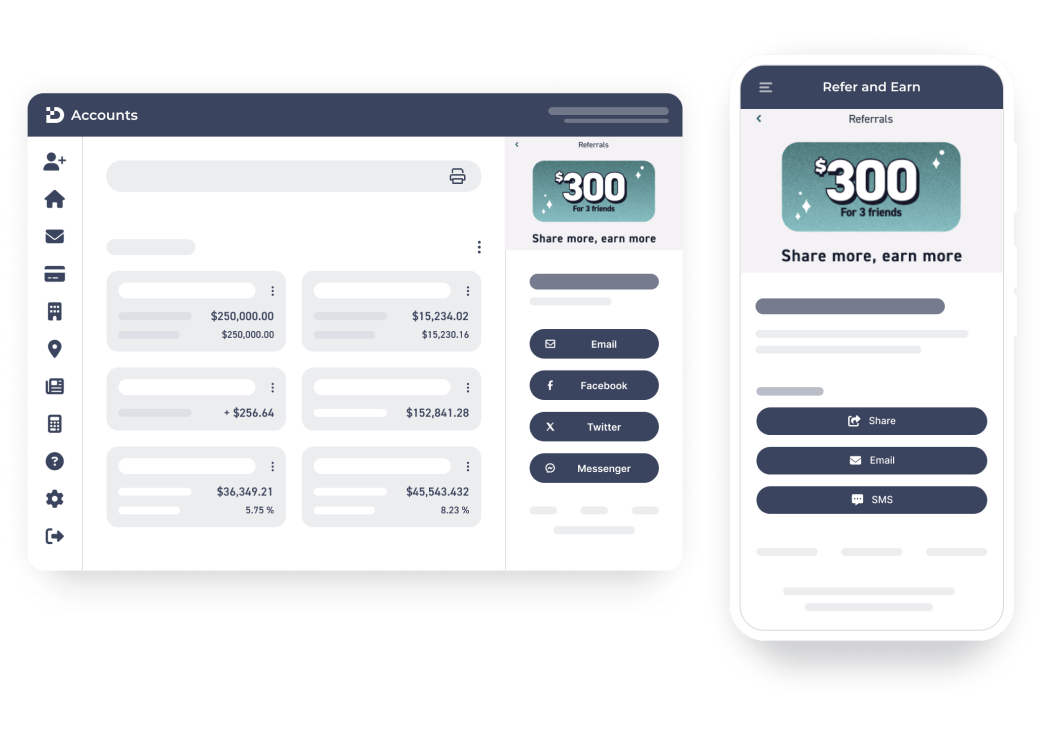 Referral platform screen examples