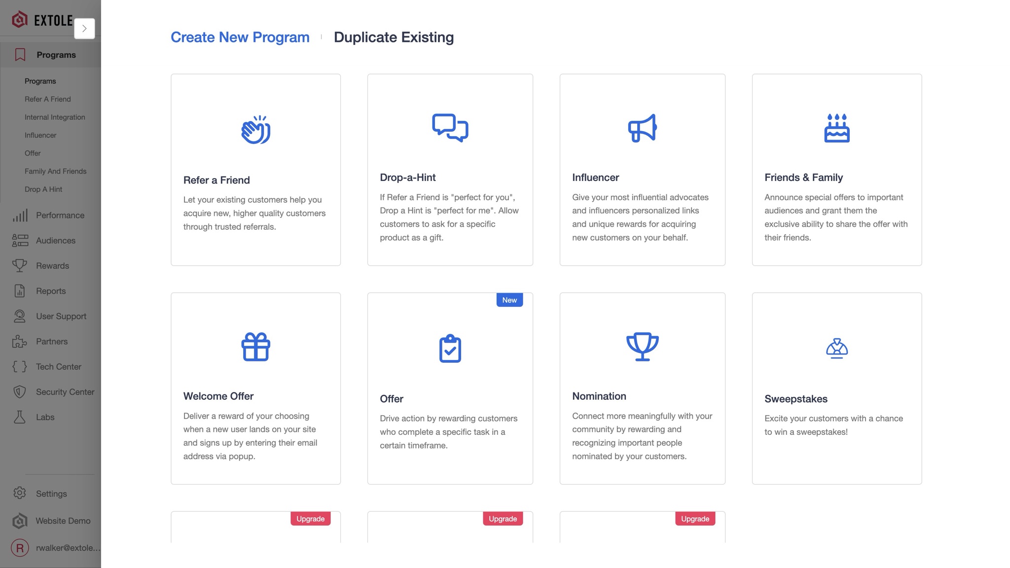 Extole programs overview inviting a conversation about prebuilt programs