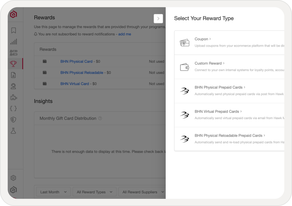 App screen to select a new referral reward