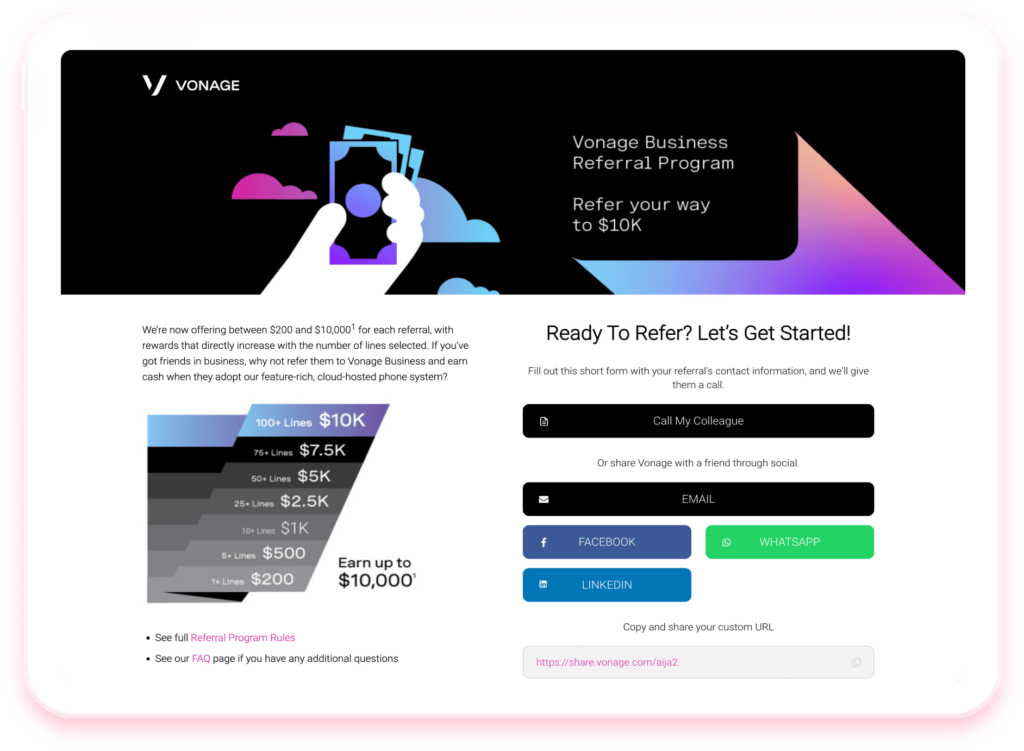 Vonage referral program